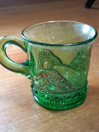 Vintage Eapg Green Glass Souvenir Cup Brookfield Ny