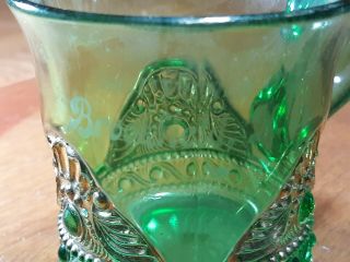 Vintage EAPG Green Glass Souvenir Cup Brookfield NY 4