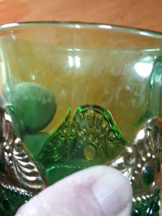Vintage EAPG Green Glass Souvenir Cup Brookfield NY 5