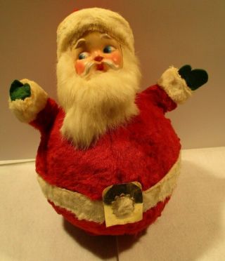 Rare Vintage Santa Claus - Roly - Poly - Music Box - Rabbit Fur Trim Beard - Jingle Bells