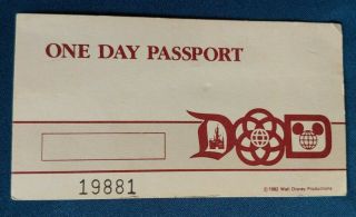 Walt Disney World 1982 One Day Passport,  First Edition With Epcot Opening
