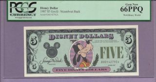 1987 $5 D Goofy Disney Dollar Pcgs Ppq Gem " Scroll Down For Scans "