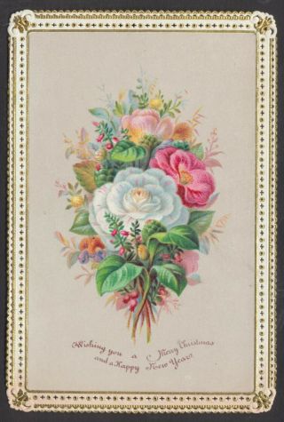 C4910 Victorian Goodall Xmas Card: Bouquet 1870s