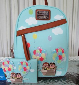 Disney Loungefly Pixar Up Mini Backpack Adventure & Wallet Carl Ellie Nwt