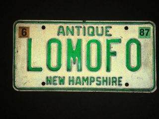 Vintage Antique Hampshire Lomofo Vanity License Plate Tag