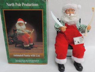 12 " North Pole Animated Musical Santa Claus W/ List In Chair Xmas Display Figure