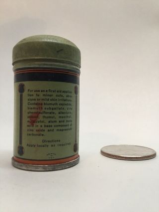 Vintage Wyeth ' s First Aid Powder Tin with Powder Trial Size Mini Medical C14 3