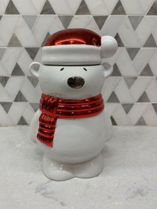 Slatkin Cinnamon Stick Ceramic Polar Bear Bath Body Candle Christmas
