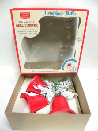 Vtg Sears Electric Twinkling Light Up 3 - Bell Christmas Decoration (a10)