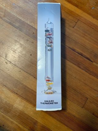 Galileo Glass Thermometer Temperature Gauge With 7 Multi Colored Floats 15 " Tall