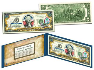 Guam Statehood $2 Two - Dollar Colorized U.  S.  Bill - Legal Tender Currency