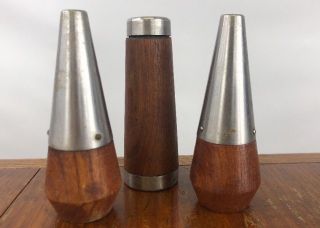3 Mid Century Danish Modern Teak Salt & Pepper Shakers