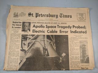 Apollo 1 Space Tragedy January 28 1967 St.  Petersburg Times Newspaper