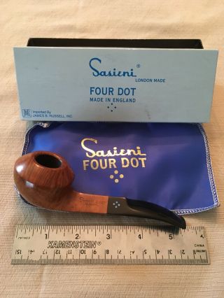 Unsmoked Sasieni Four Dot (4 Dot) Natural Pipe With Sleeve And Box