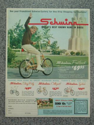 Vintage 1967 Schwinn Fastback 5 Speed Stingray Advertisement