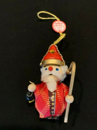 VINTAGE Steinbach Christmas ornament Germany Wood Santa Lantern Jeweled Hat RARE 2