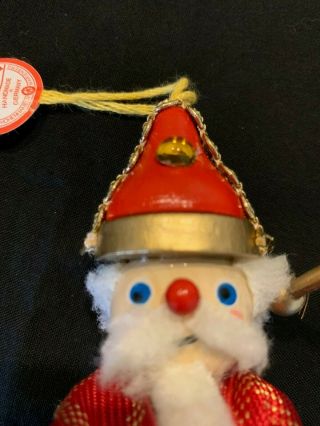 VINTAGE Steinbach Christmas ornament Germany Wood Santa Lantern Jeweled Hat RARE 3