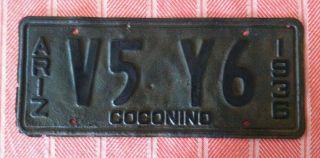 1936 Arizona Coconino County License Plate - Vintage