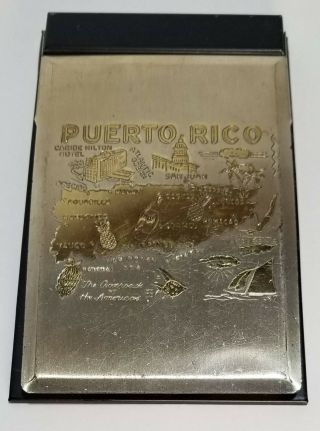 Puerto Rico Desk Flip - Top Memo Pad Brass Vintage Message Paper Office