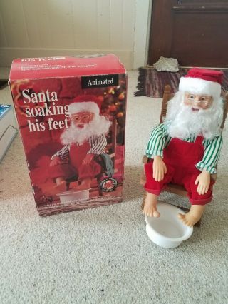Vintage Gemmy Animated Santa Claus Soaking His Feet Sound Activated