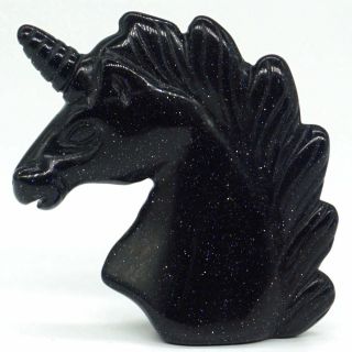 2 " Blue Sand Unicorn Figurine Healing Crystal Natural Gemstone Statue Decor