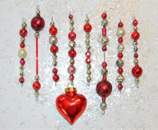 Vintage Mercury Glass Bead Icicle Ornaments Christmas Garland Valentine 