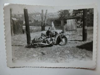 Vintage Snapshot Photo 5x3 1/2 Boy On 1940 