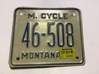 1981 Montana Motor Cycle License Plate