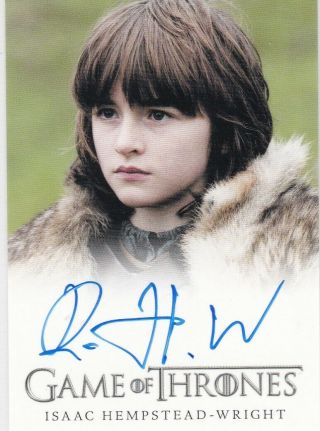 Game Of Thrones.  Isaac Hempstead - Wright As Bran Season 1 Autograph Full Bleed