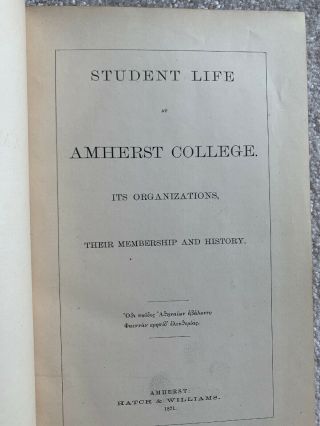 Student Life At Amherst College Circa 1871