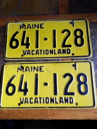 Vintage Maine License Plate Pair 1960s Vacationland Car Truck 641 - 128 Set Of 2