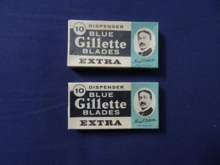 2 X Boxes Of 10 Gillette Blue Blades Extra - Old Stock - Vintage