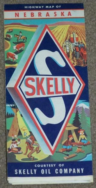 Vintage 1967 Skelly Oil Company Nebraska Folding Highway Road Map