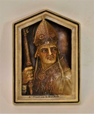 Vintage Ivorex England St Thomas Becket Archibishop Of Cranterberry Wall Plaque