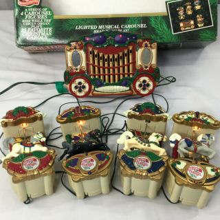 Vintage Mr Christmas Holiday Lighted Musical Carousel Horses Ornaments Repairs