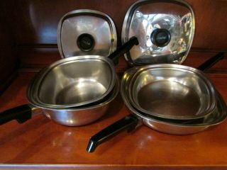 Vintage Aristo - Craft Stainless Steel Square Cookware 6 Pc 1 Saute 3 Sauce 2 Lids