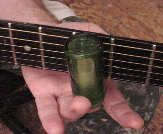 Vintage Antique Green Medicine Bottle Blues Guitar Slide Nos Duraglas Stash Jar