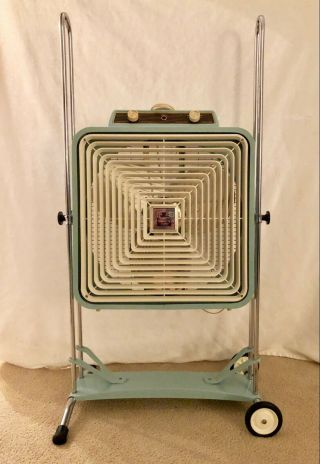 Vintage Windsor Box Fan By Lakewood With Wheeled Adjustable Stand