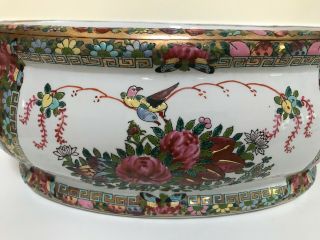 Famille Rose Style Koi Fish Oval Porcelain Foot Bath Planter with Gold Handles 2