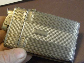 Vintage Evans Trig - A - Lite Cigarette Lighter Holder Case Silver Tone Deco