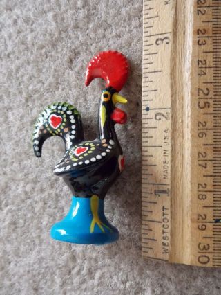 Vintage Metal Portuguese Good Luck Rooster With Hearts