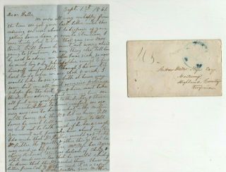 Confederate State,  Virginia,  Good Letter,  September 1 1861,  Nye Family,  Not About War