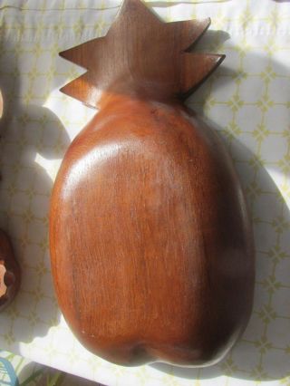 Vintage Carved Monkey Pod Wood Salad Serving Bowls Set 7 piece Pineapple Shaped 5