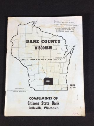 Vtg 1971 Green County Wisconsin Official Plat Book & Rural Directory