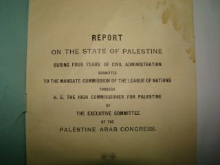 Report on The State of Palestine Arab Congress 1924 League of Nations British 2