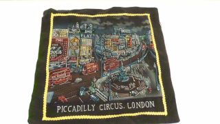 Vintage Piccadilly Circus London Souvenir Pillow Case 17x16.  5 "