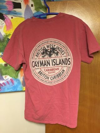Cayman Islands T - Shirt Red Medium British West Indies Caribbean Distressed Euc