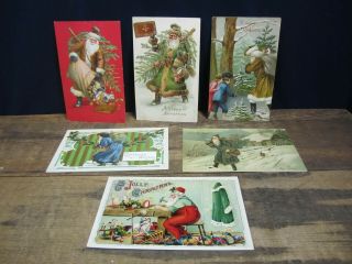 6 Christmas Postcards Early 1900 