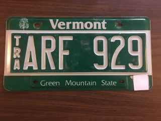 Arf 929 Vermont Trailer Tra License Plate Vt Expired Green Mountain State