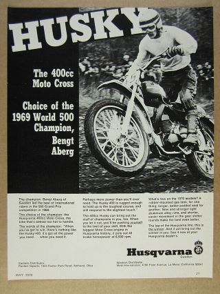 1970 Husqvarna 400 Moto - Cross Motorcycle Bengt Aberg Photo Vintage Print Ad